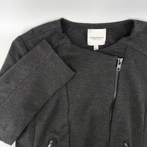 Catherine Malandrino Runway Blazer Jacket Womens Charcoal Asymmetrical Moto  L